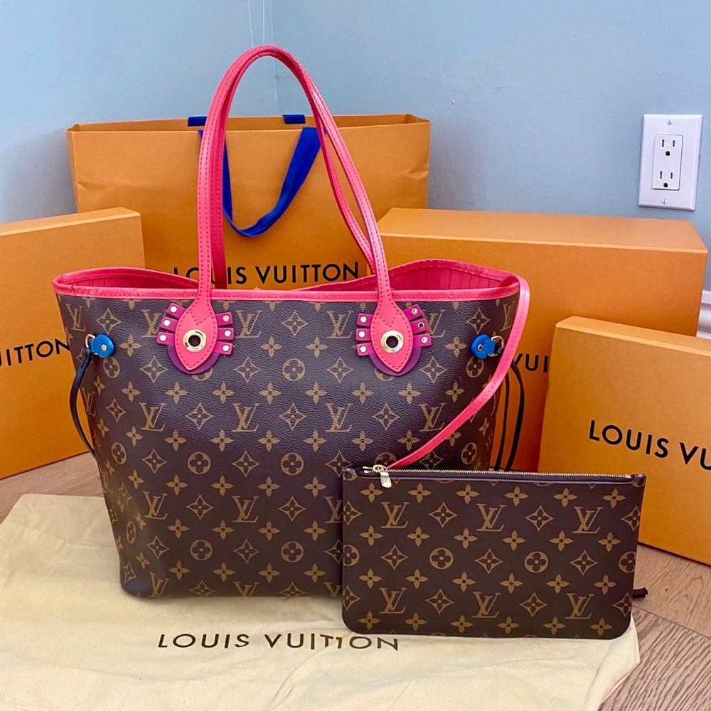 🦩FLAMINGO NEVERFULL MM W/ POUCH!🦩 RARE New Bag! - Picture 3 of 16